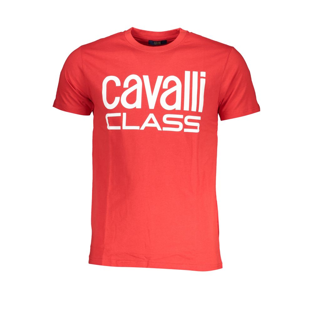 Cavalli Class Red Cotton T-Shirt for Elevated Style