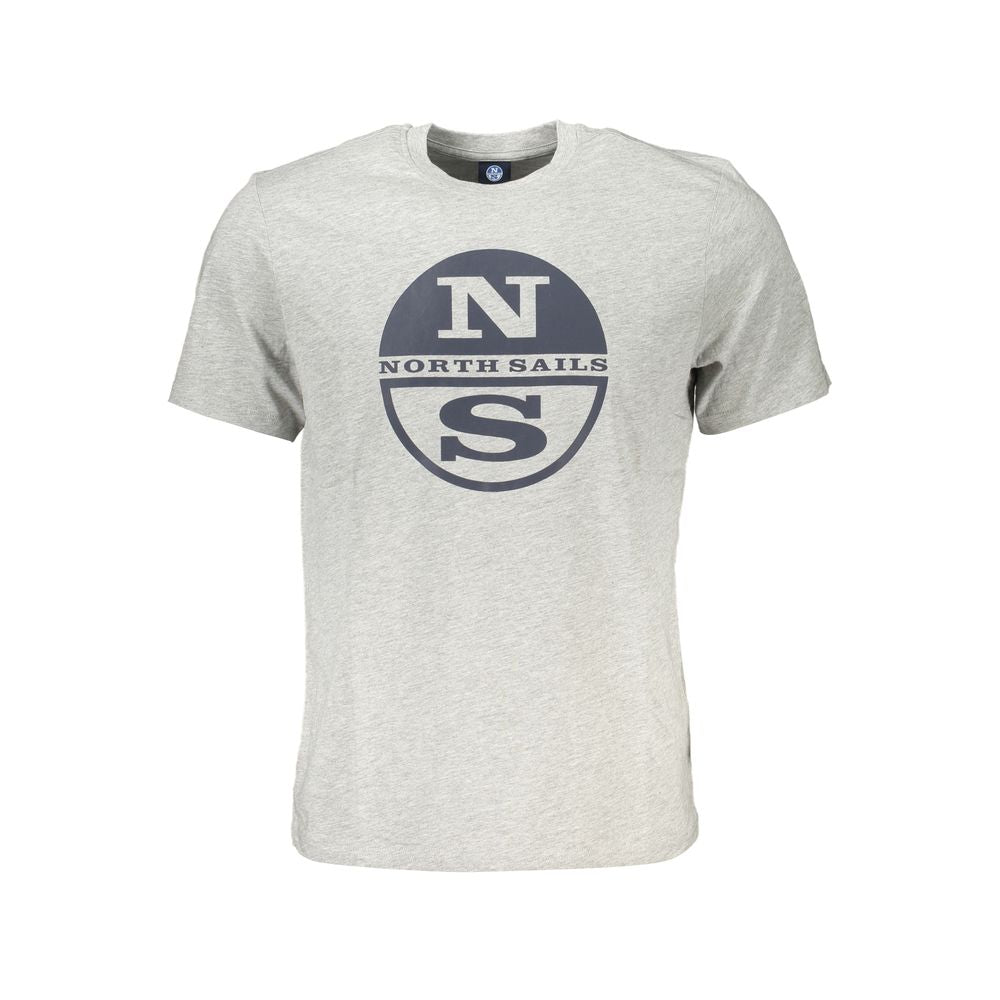 North Sails Gray Cotton T-Shirt with Logo Detail