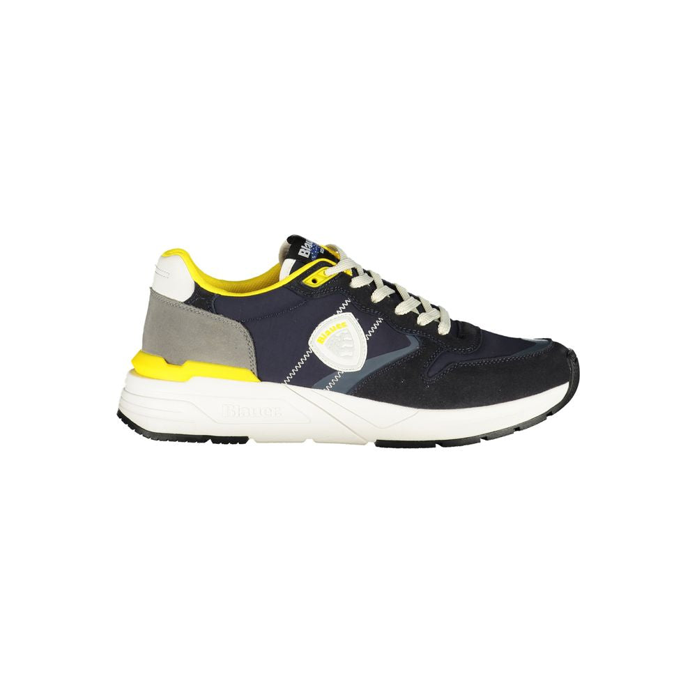 Blauer Blue Canvas Sport Sneakers with Striking Yellow Accents