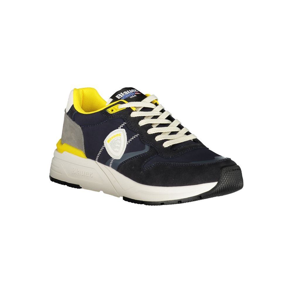 Blauer Blue Canvas Sport Sneakers with Striking Yellow Accents