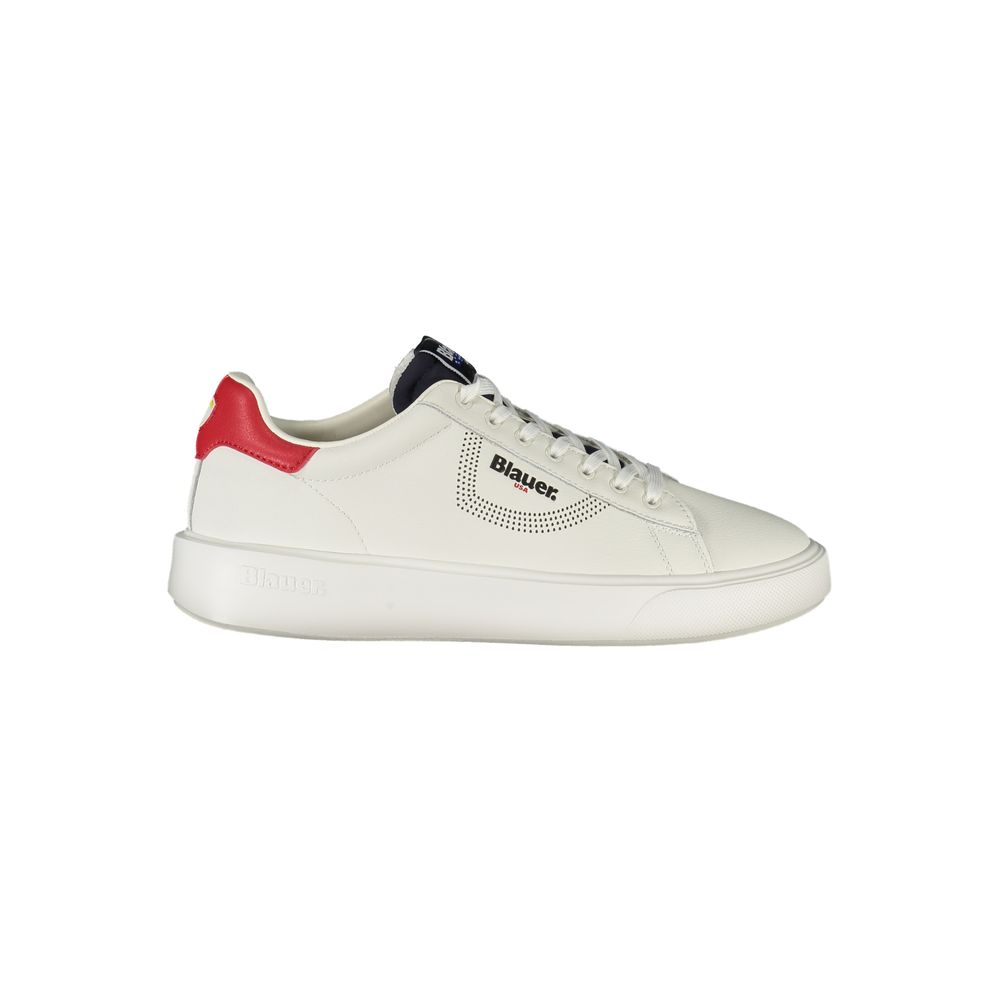 Blauer White Leather Sneaker for Urban Elegance