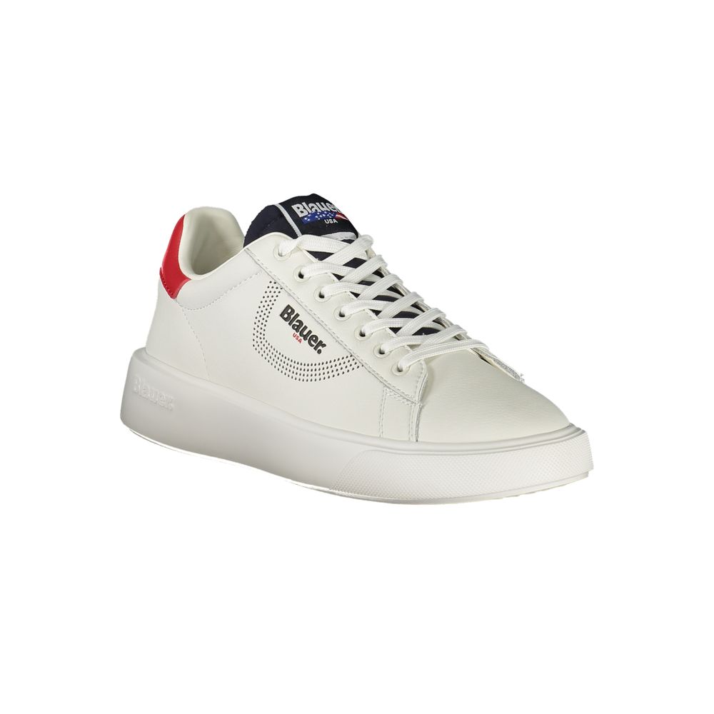 Blauer White Leather Sneaker for Urban Elegance