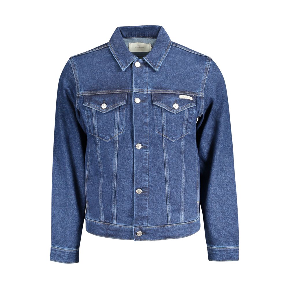 Calvin Klein Blue Cotton Jacket for Elevated Style