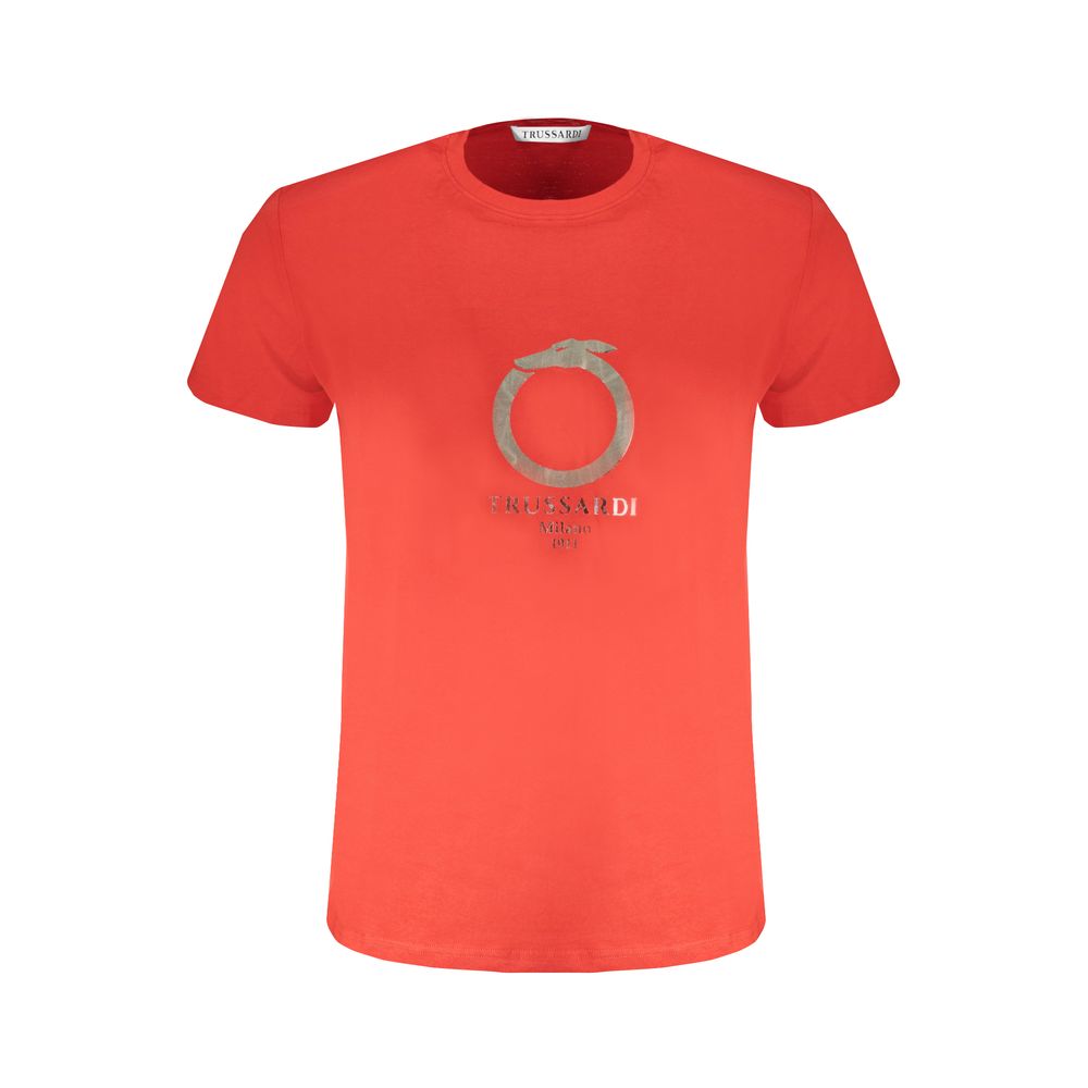 Trussardi Red Cotton T-Shirt Short Sleeved Crew Neck