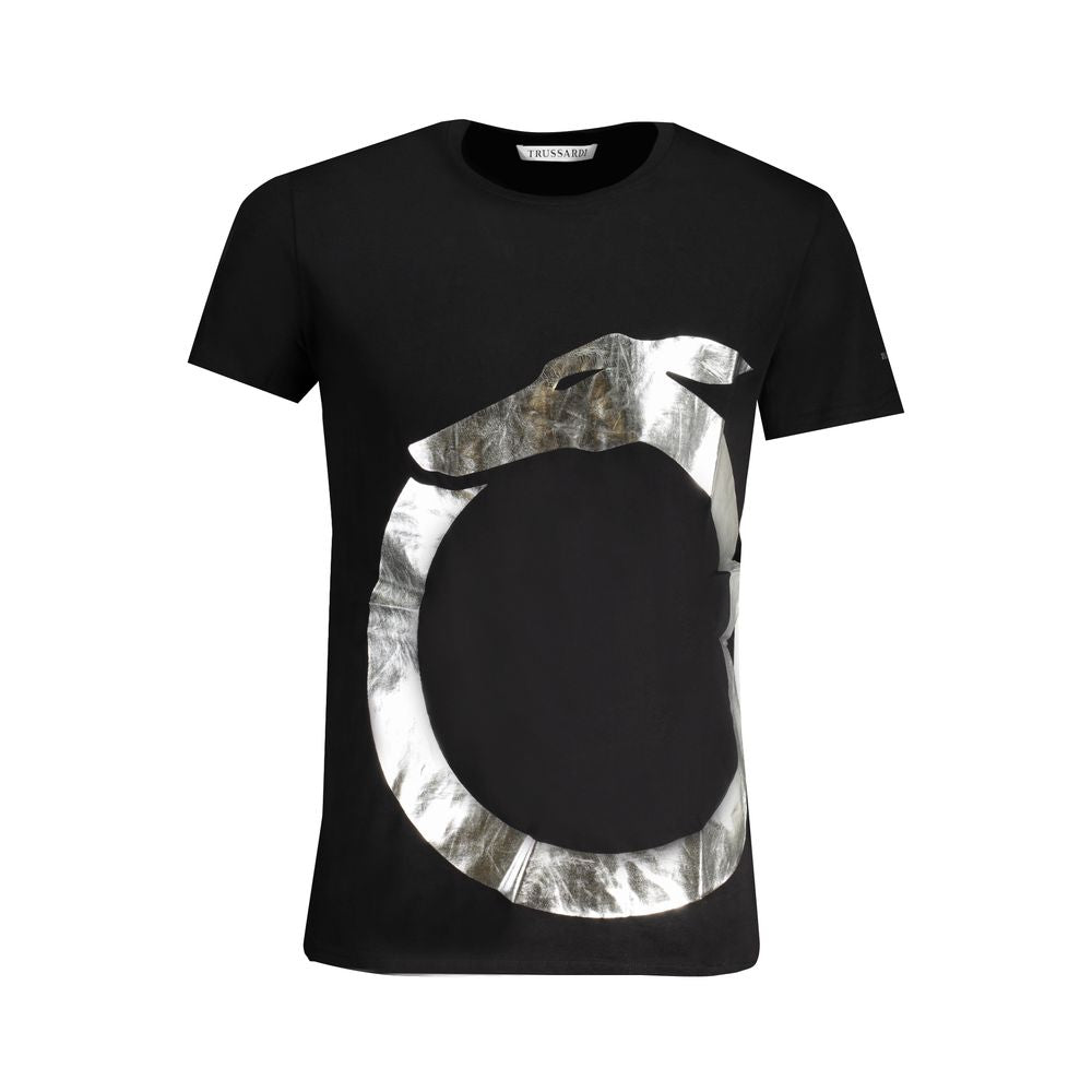 Trussardi Black Cotton T-Shirt Short Sleeve Crew Neck