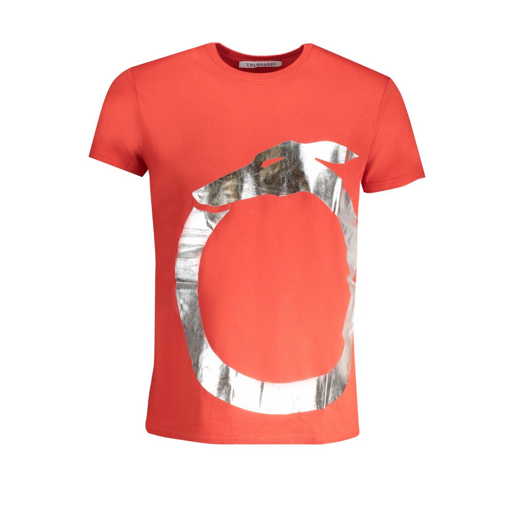 Trussardi Red Cotton T-Shirt Short Sleeve Crew Neck