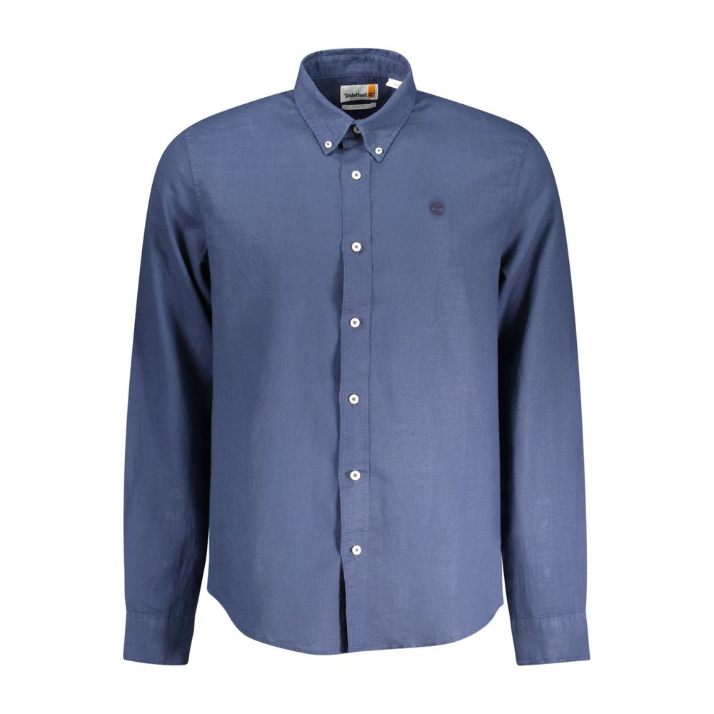 Timberland Blue Cotton Shirt Long Sleeve Slim Fit