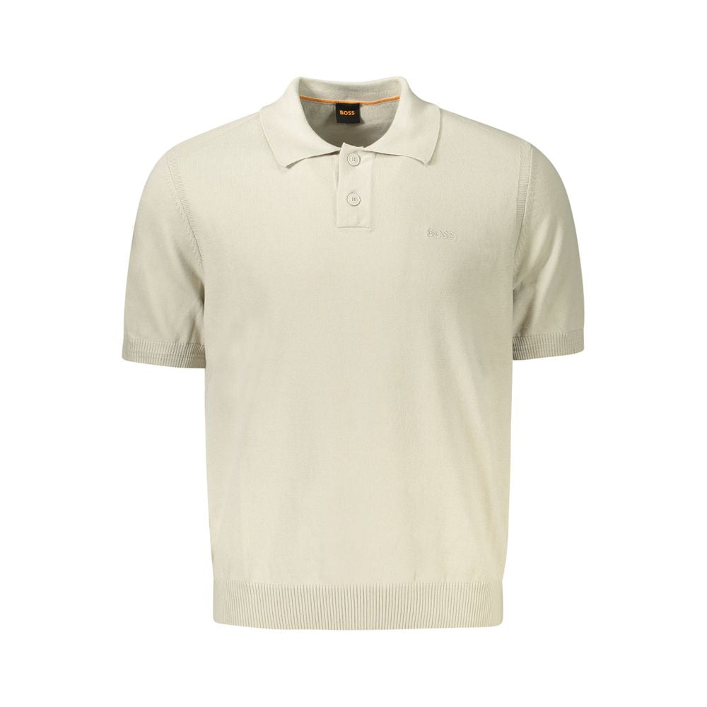 Hugo Boss Beige Cotton Sweater Short Sleeved 2 Buttons