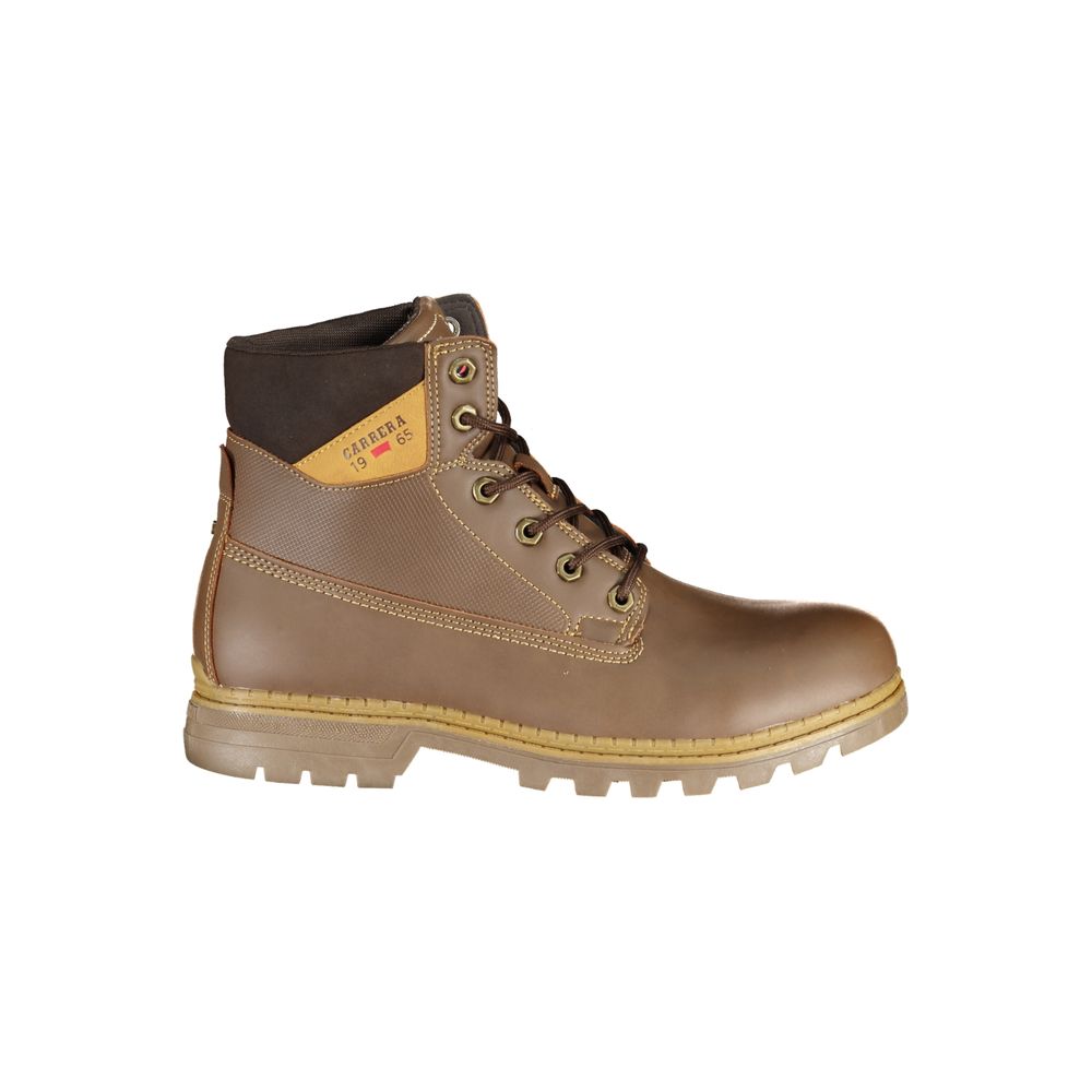Carrera Brown Leather Lace-Up Boots with Contrasting Details