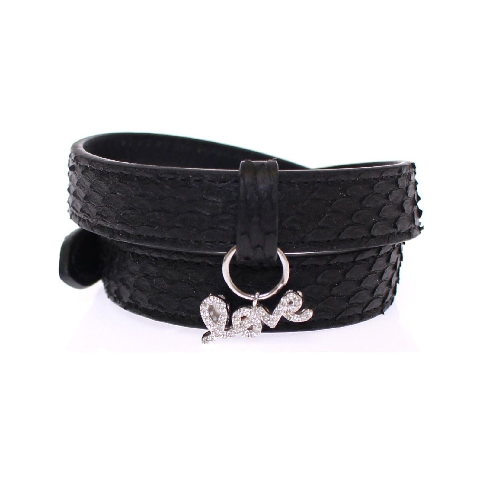 Nialaya Black Snakeskin Silver Bracelet Elegance