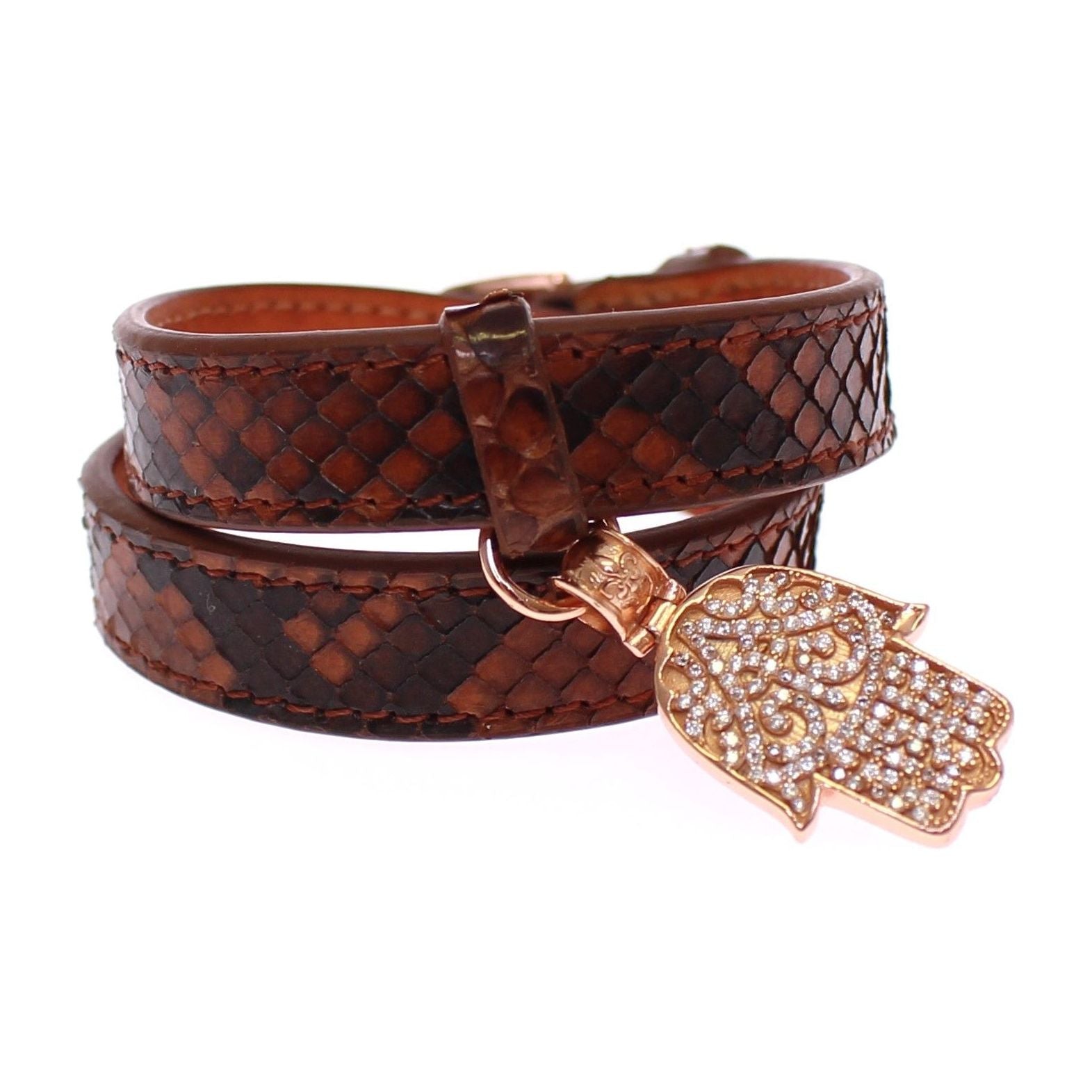 Nialaya Black Snakeskin Leather Cuff Bracelet Elegance