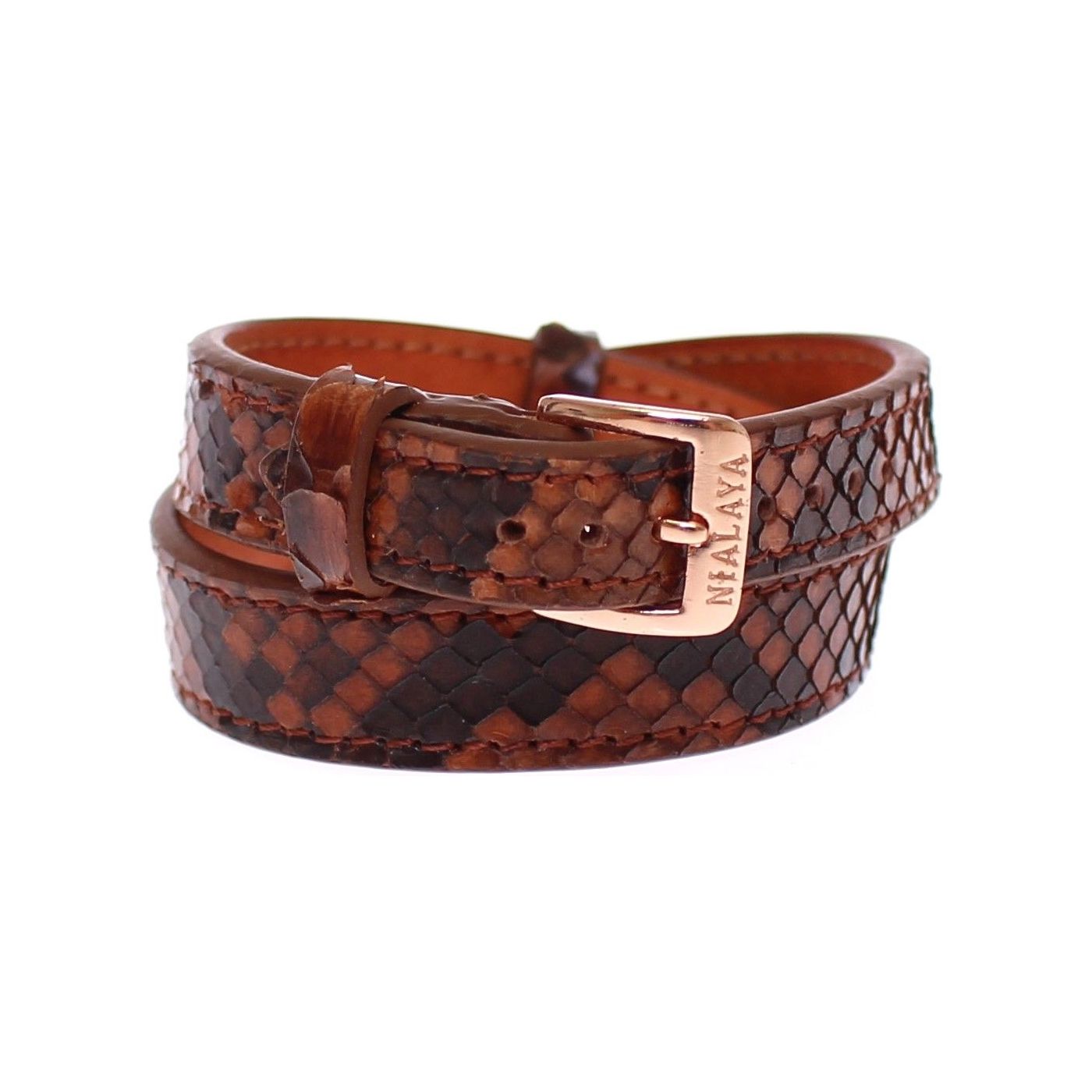 Nialaya Black Snakeskin Leather Cuff Bracelet Elegance