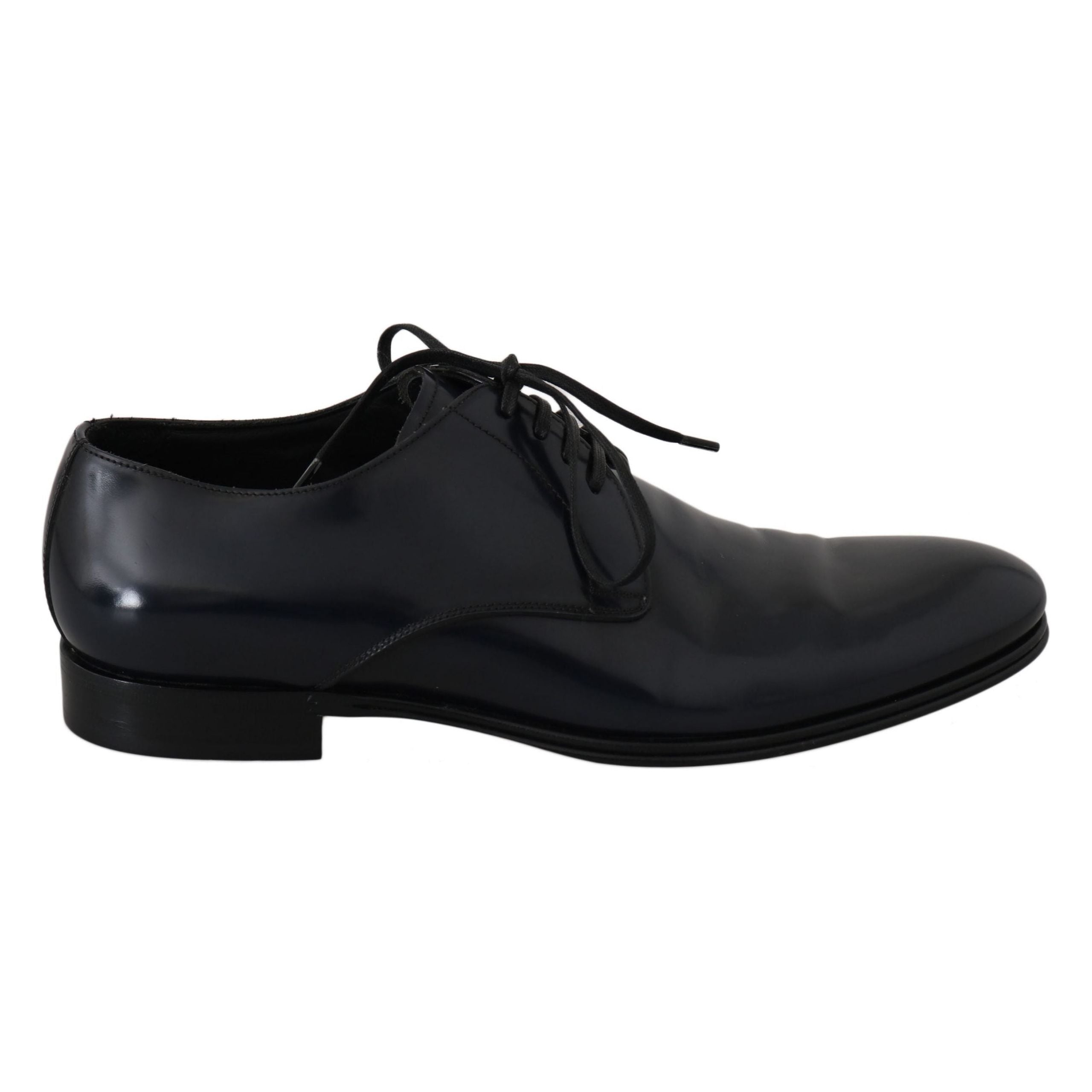 Dolce & Gabbana Dark Blue Leather Derby Shoes