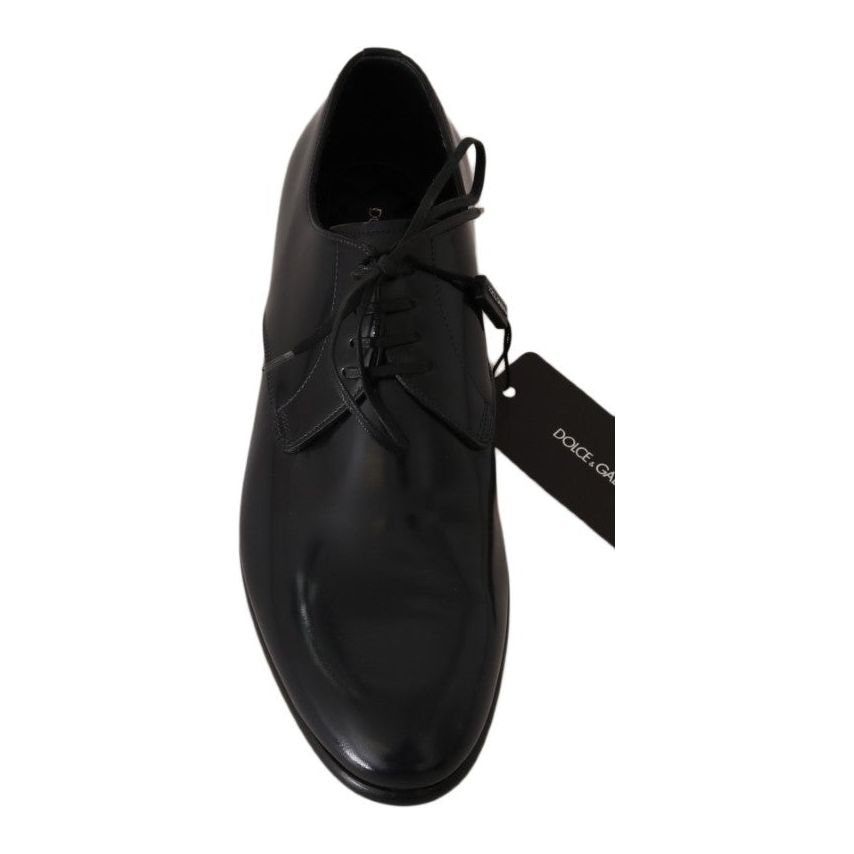 Dolce & Gabbana Dark Blue Leather Derby Shoes