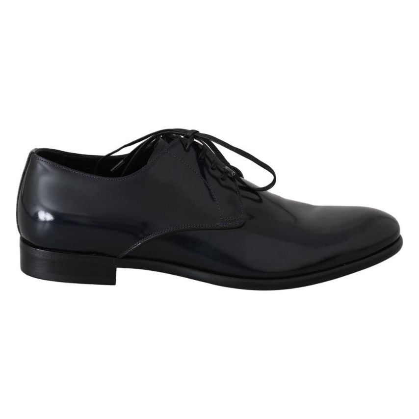 Dolce & Gabbana Dark Blue Leather Derby Shoes