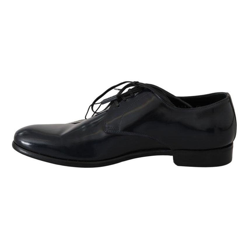 Dolce & Gabbana Dark Blue Leather Derby Shoes