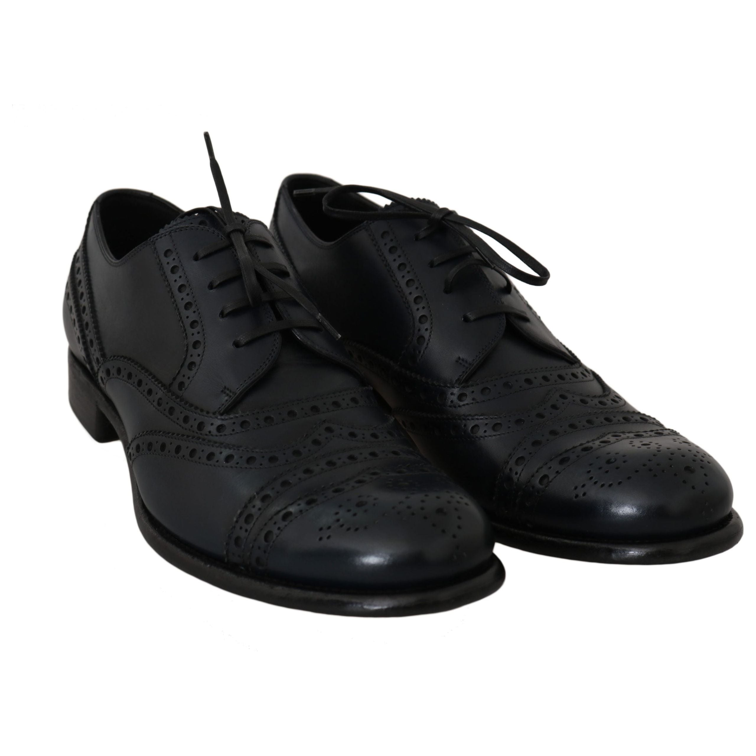 Dolce & Gabbana Blue Leather Wingtip Derby Shoes