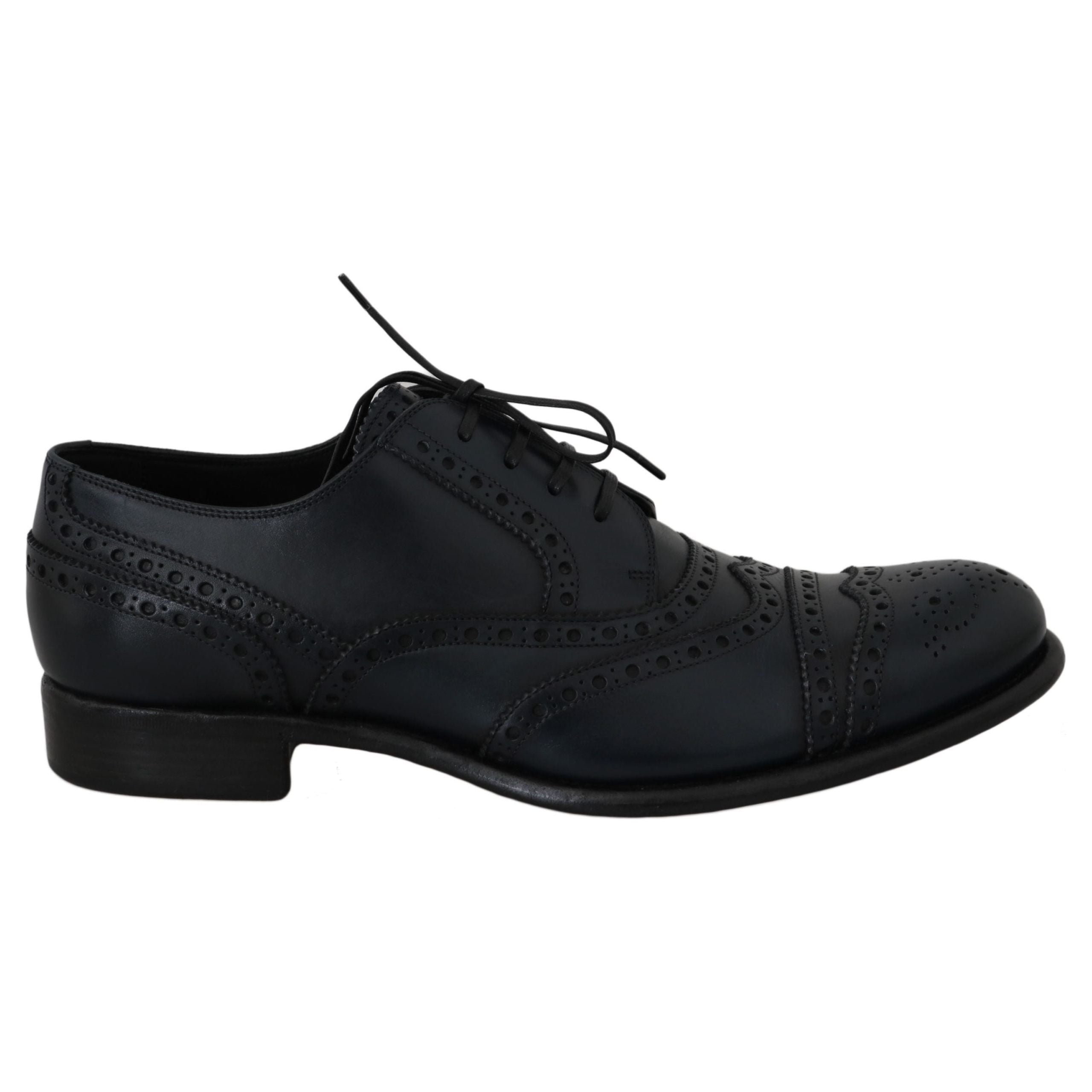 Dolce & Gabbana Blue Leather Wingtip Derby Shoes
