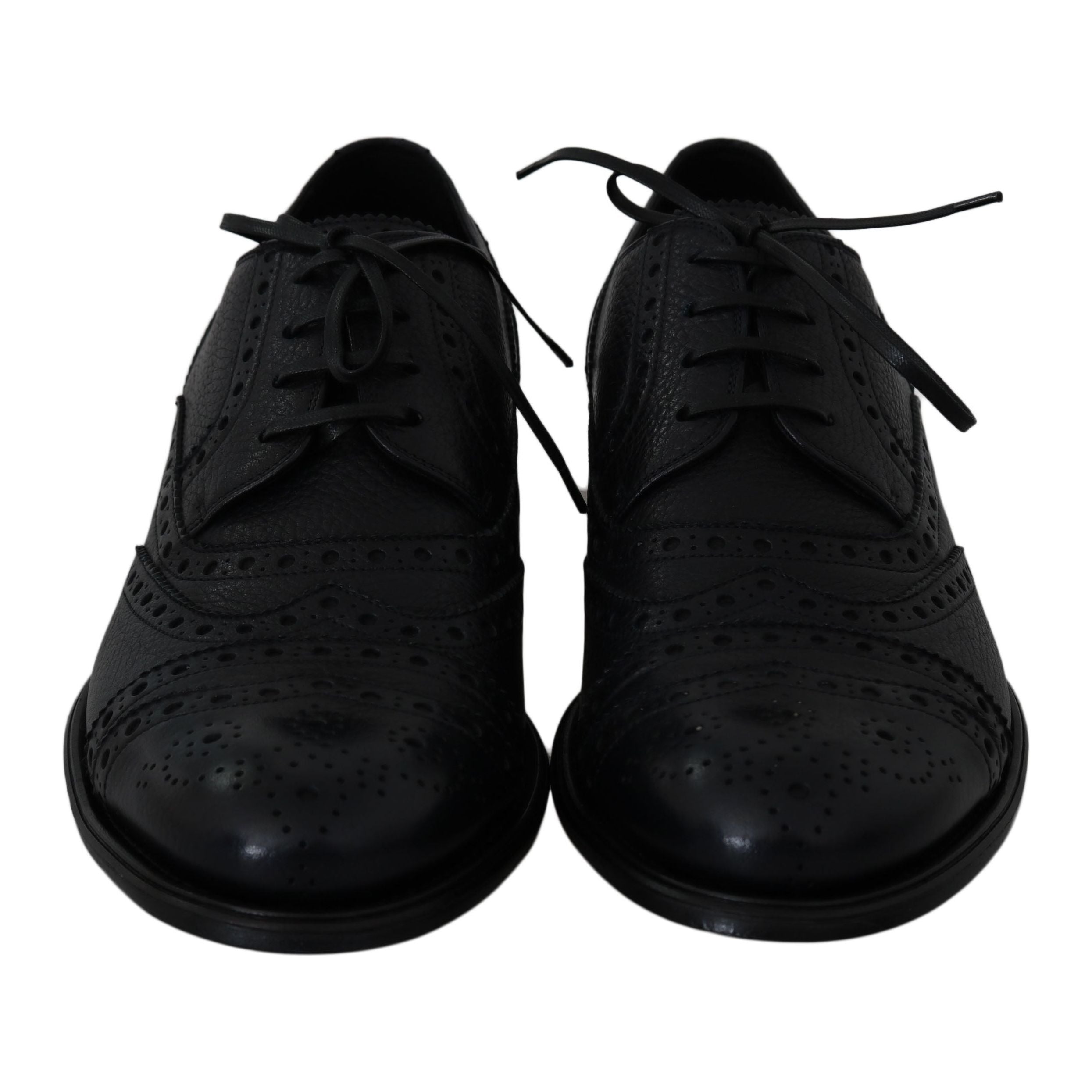 Dolce & Gabbana Dark Blue Leather Derby Dress Shoes