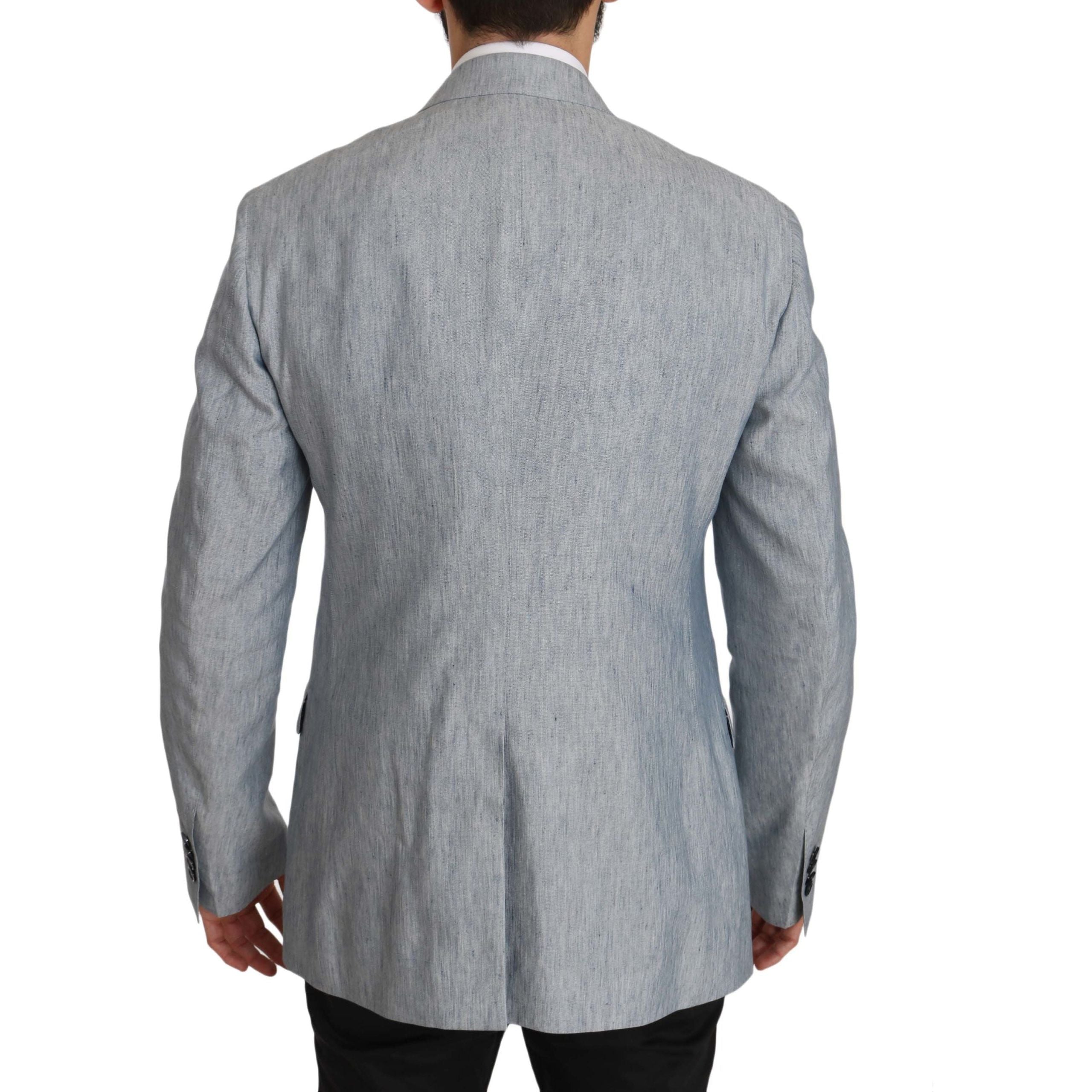 Dolce & Gabbana Light Blue Silk Double Breasted Blazer