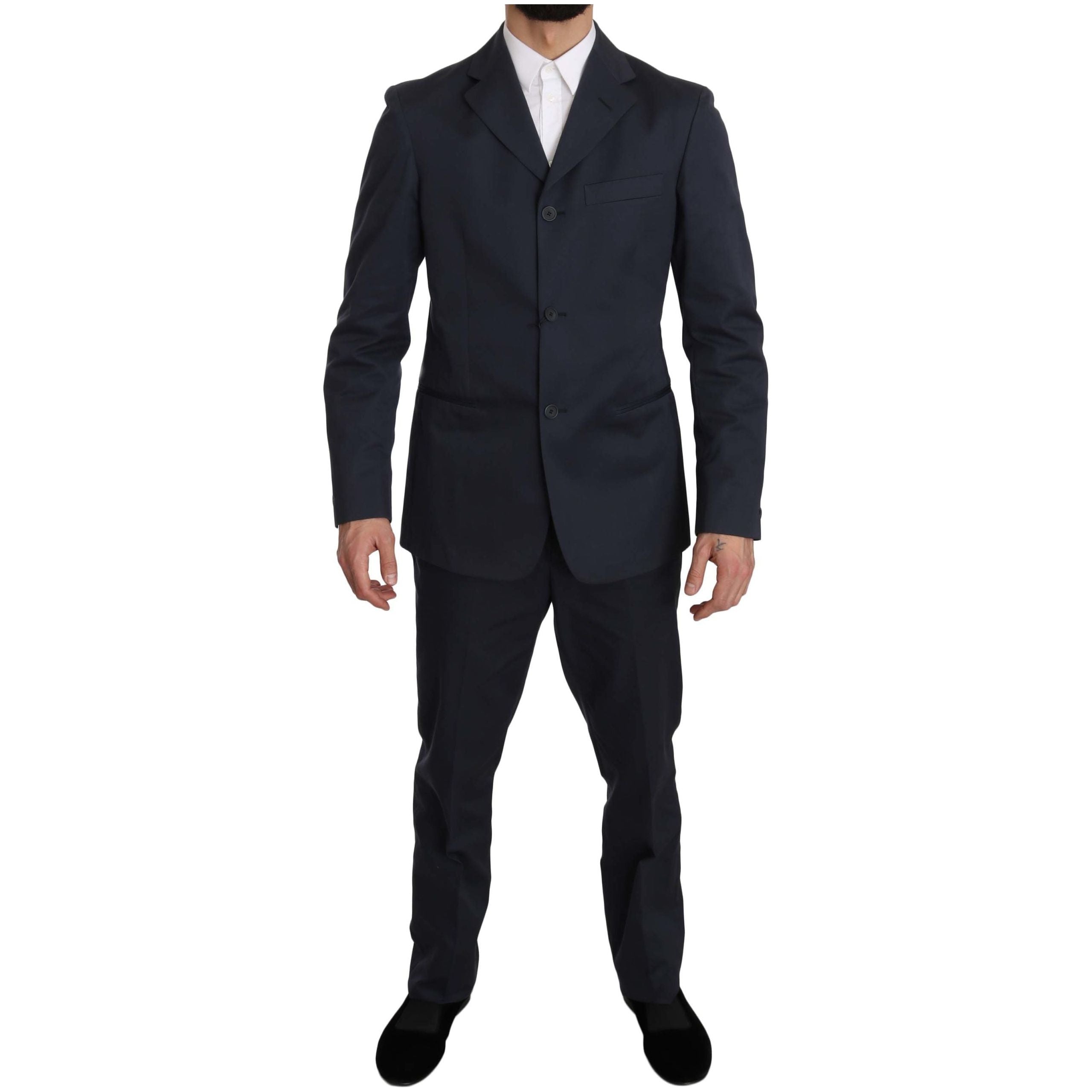 Romeo Gigli Blue Wool Two-Piece Suit for Modern Sophistication