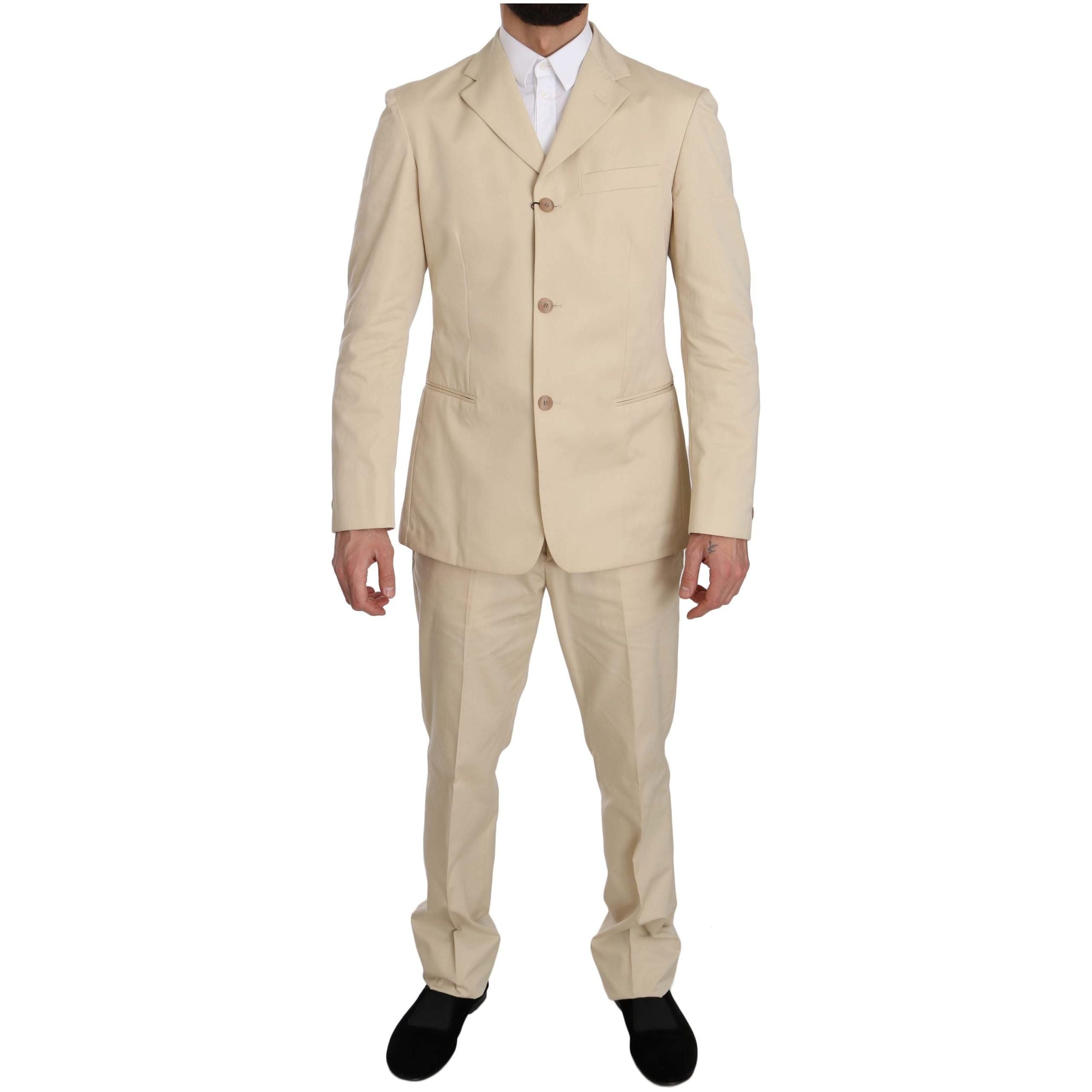 Romeo Gigli Beige Wool Suit with Classic Elegance
