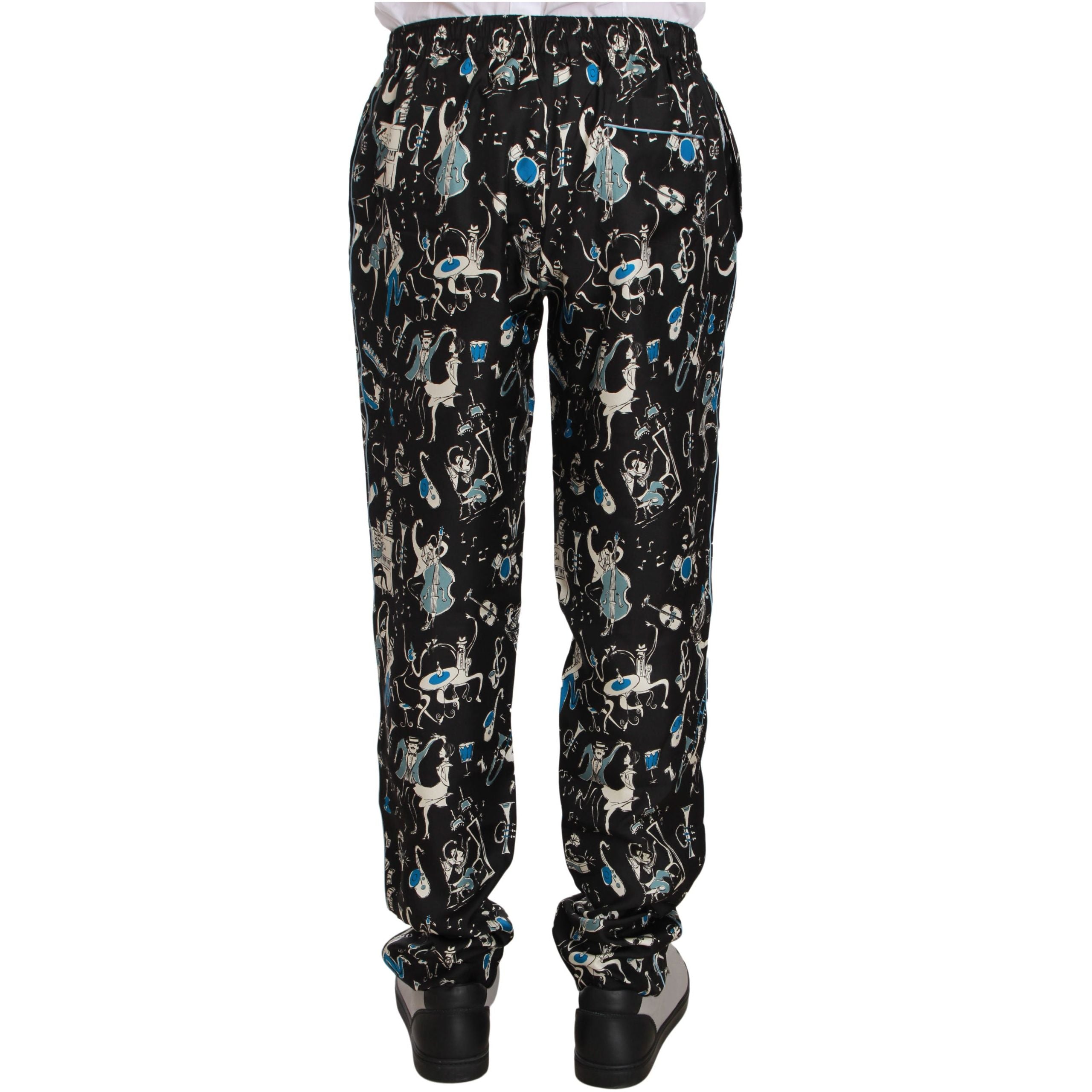 Dolce & Gabbana Multi Silk Lounge Pants with Unique Print
