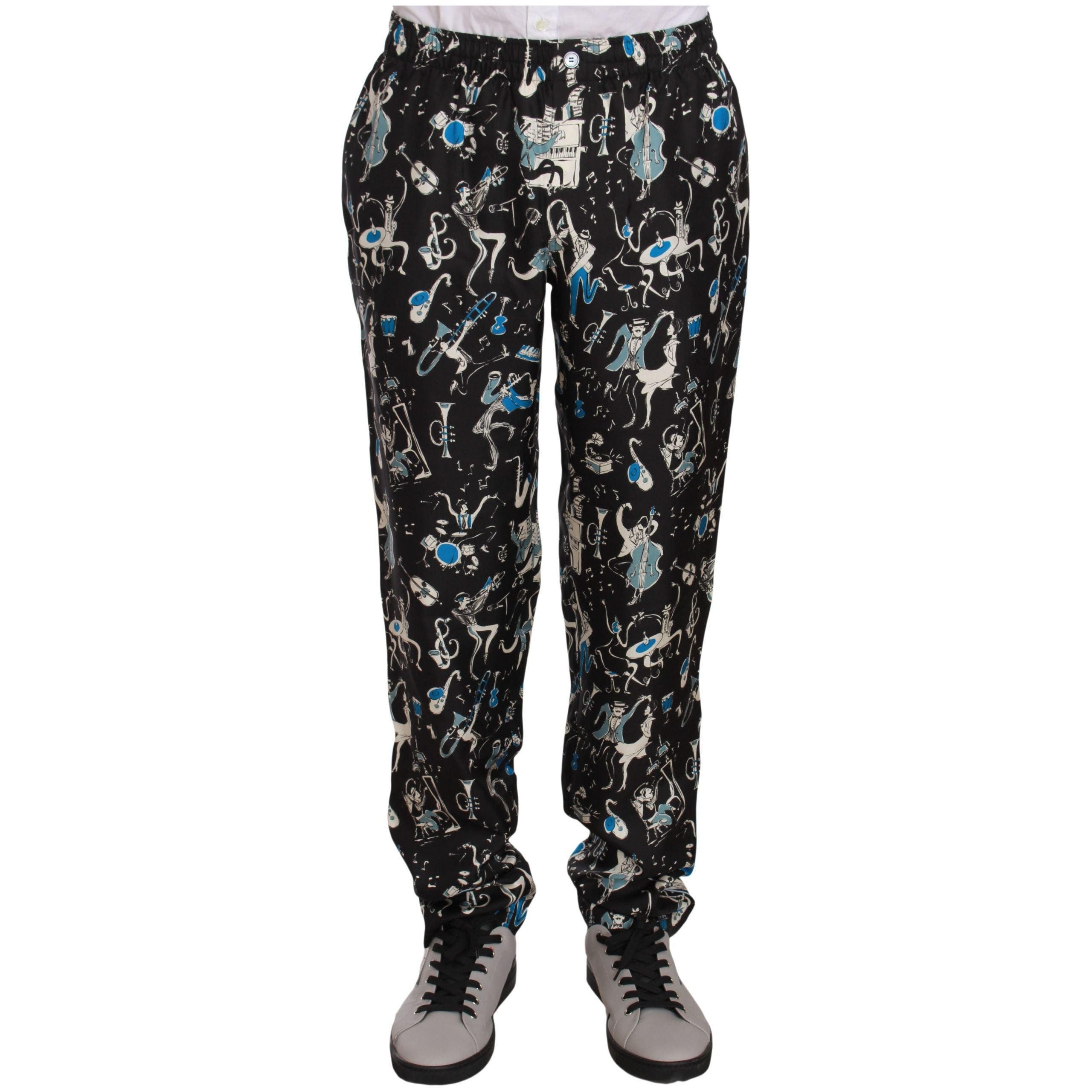 Dolce & Gabbana Multi Silk Lounge Pants with Unique Print