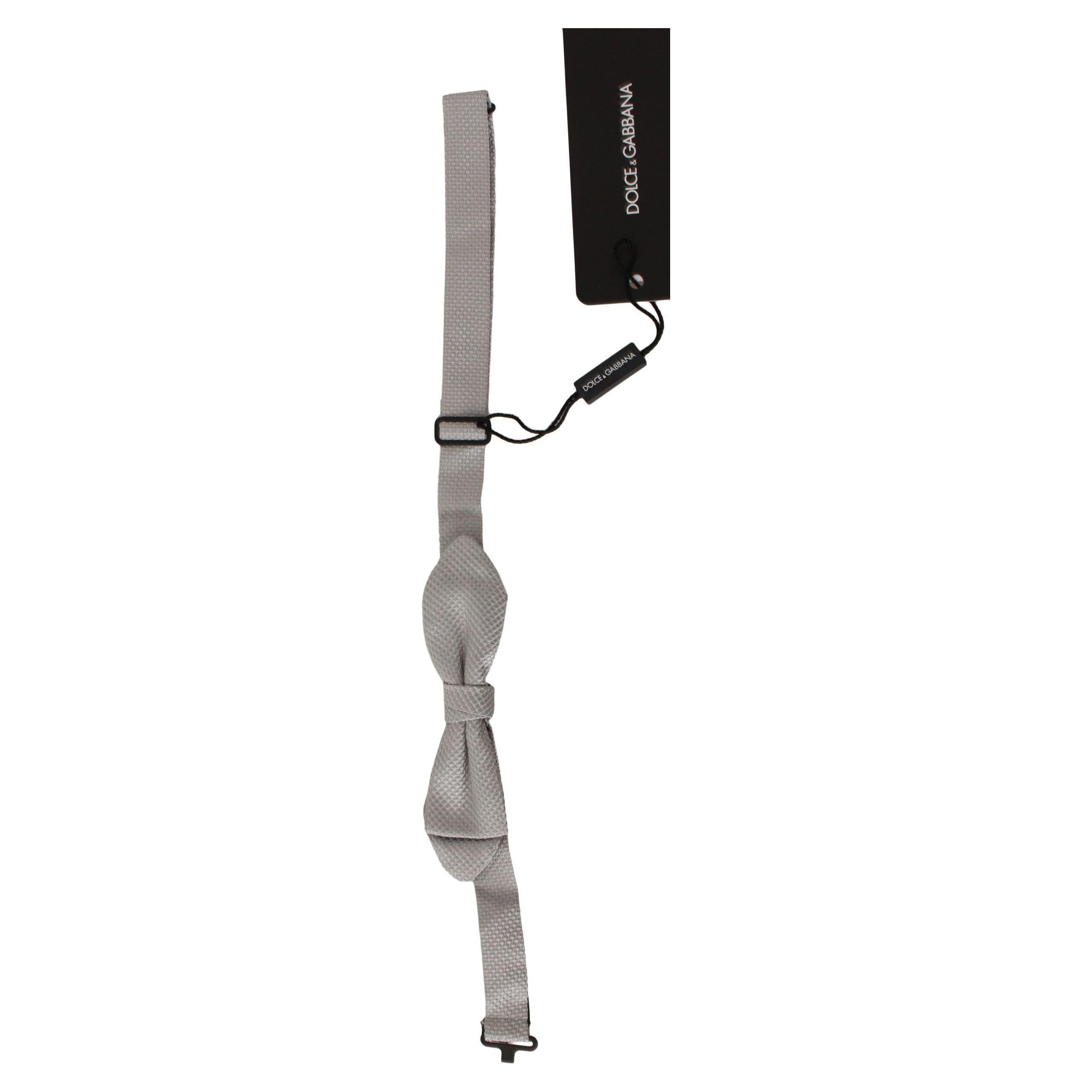 Dolce & Gabbana Gray Silk Bow Tie Accessory