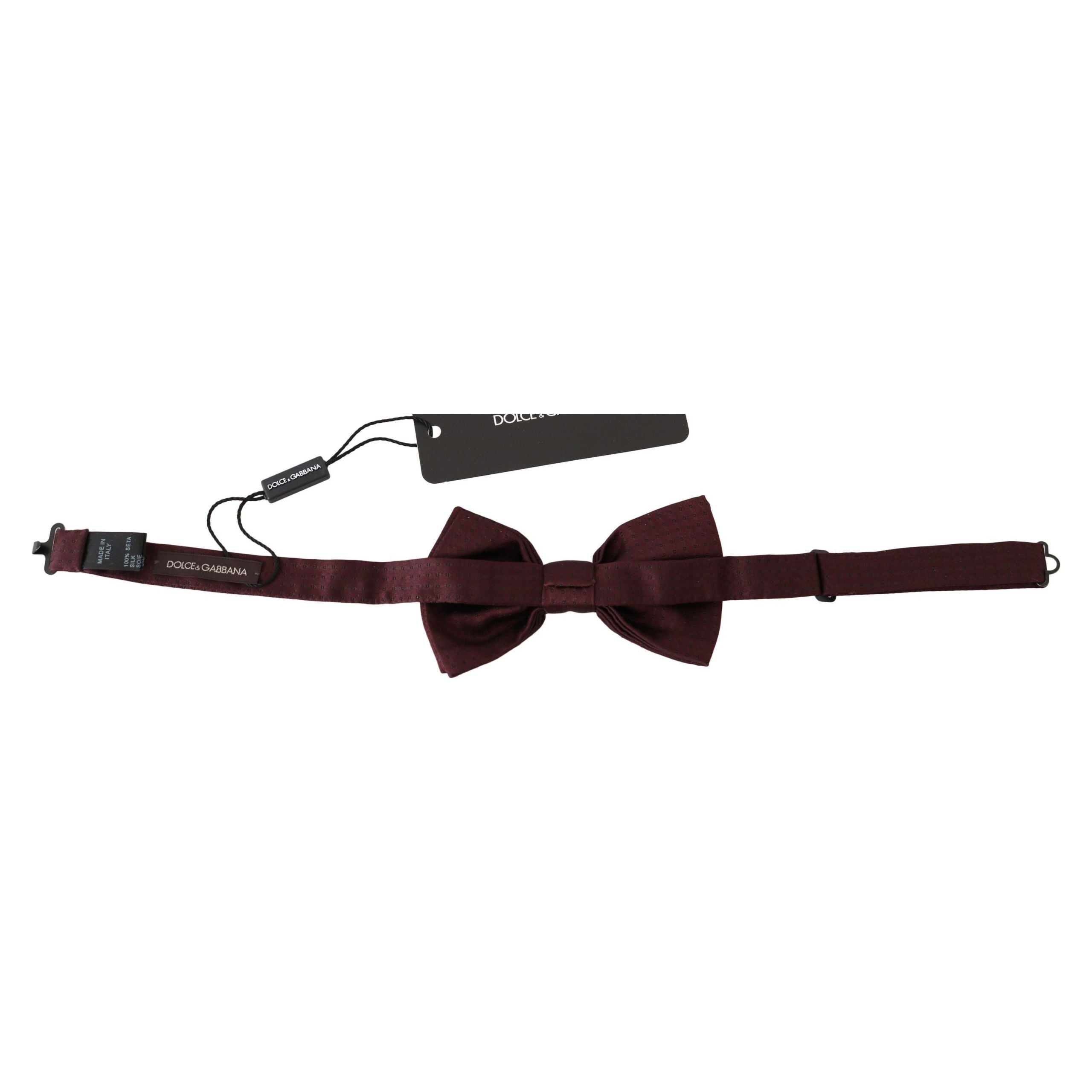 Dolce & Gabbana Maroon Silk Polka Dot Bow Tie