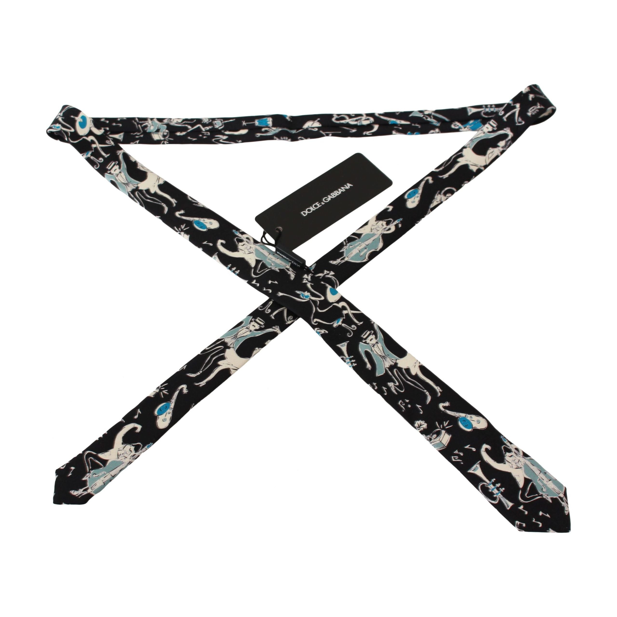 Dolce & Gabbana Black Silk Music Pattern Neck Tie