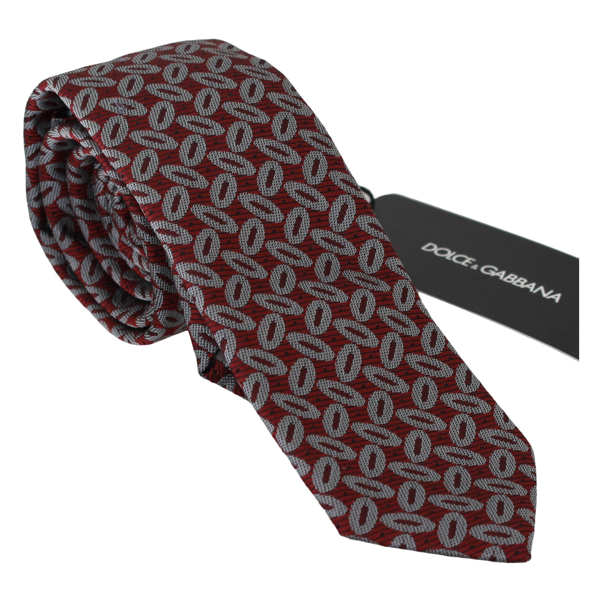Dolce & Gabbana Red Silk Printed Neck Tie