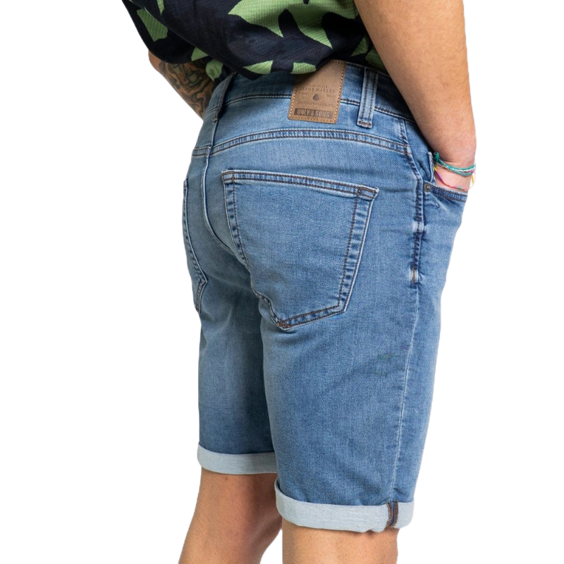 Only & Sons Blue Cotton Shorts for Elevated Summer Style