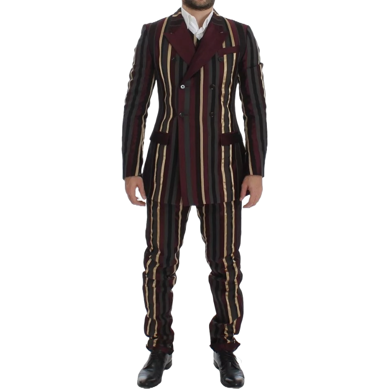 Dolce & Gabbana Burgundy Silk 3 Piece Slim Fit Suit