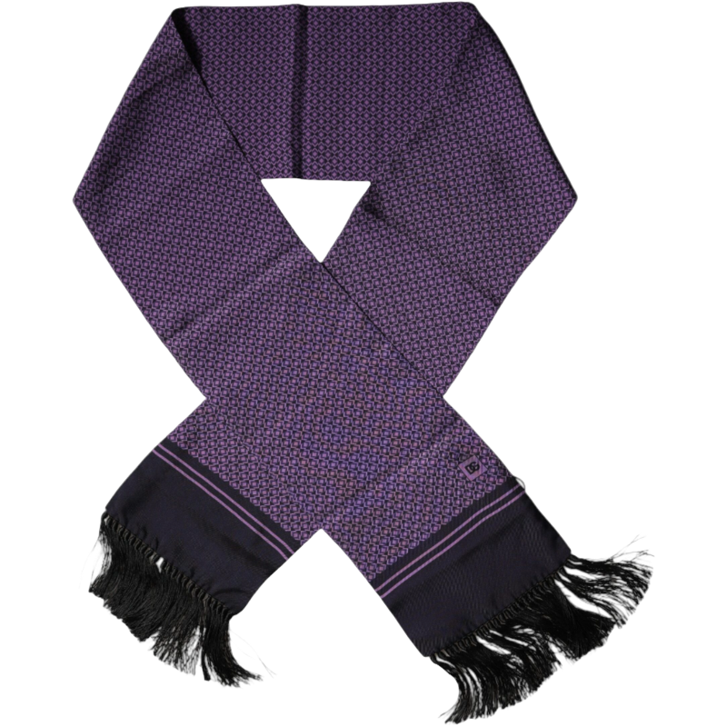 Dolce & Gabbana Purple Silk Fringes Neck Wrap Scarf