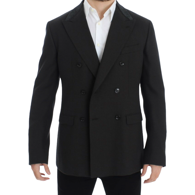 Dolce & Gabbana Brown Wool Silk Double Breasted Blazer