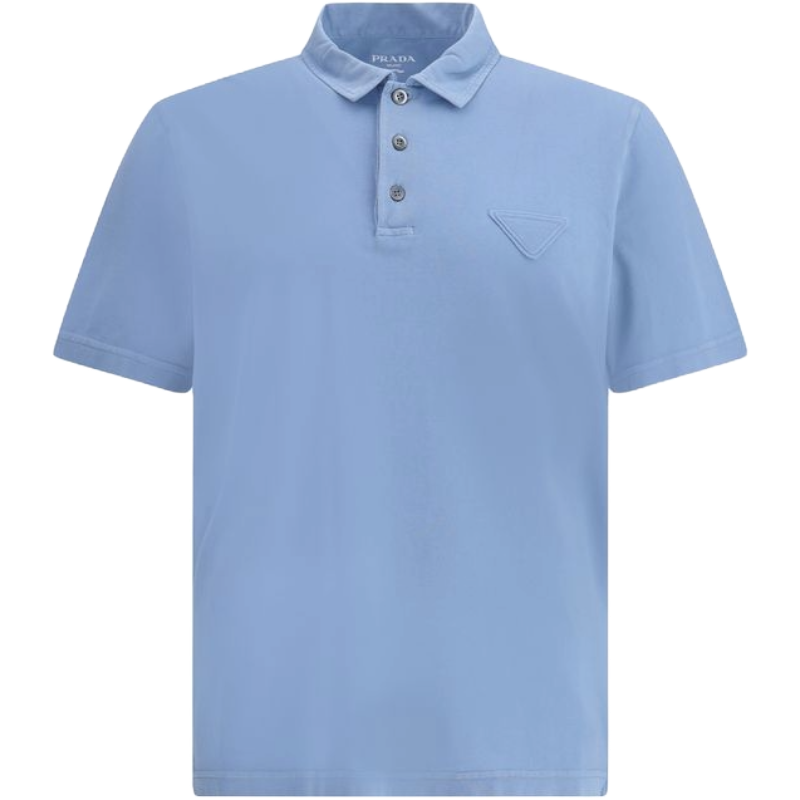 Prada Elegant Baby Blue Cotton Polo Shirt