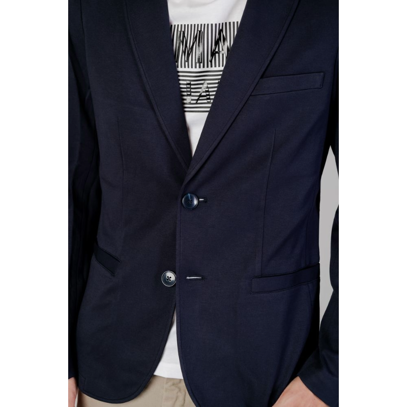 Armani Exchange Navy Blue Viscose Blazer for Timeless Elegance