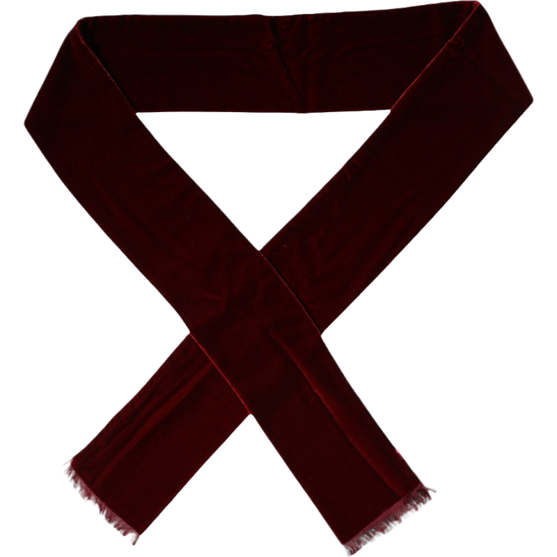 Dolce & Gabbana Maroon Silk Fringes Skinny Neck Wrap Scarf