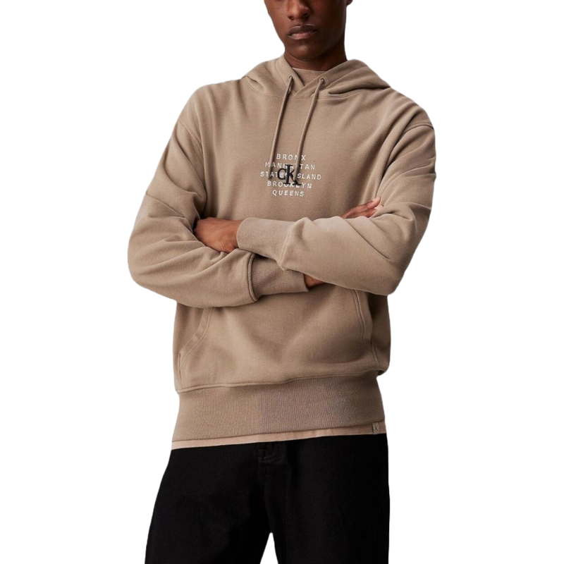 Calvin Klein Jeans Beige Cotton Hoodie for Elevated Style