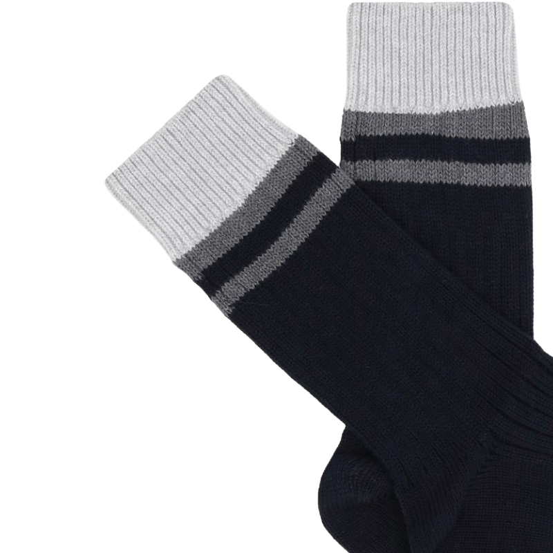 Brunello Cucinelli Navy Cotton Socks for Timeless Sophistication
