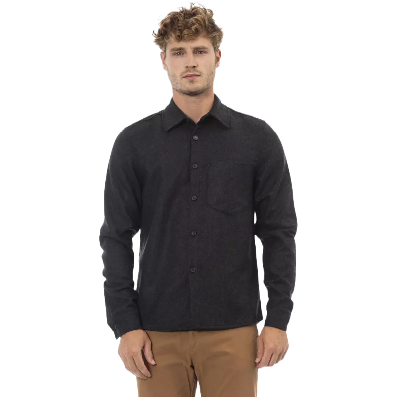 Alpha Studio Black Wool Shirt - Timeless Elegance Redefined