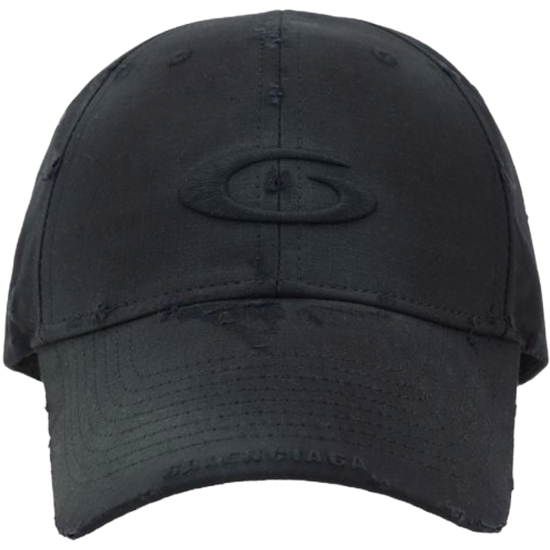 Balenciaga Black Cotton Baseball Cap for Elevated Streetwear Style