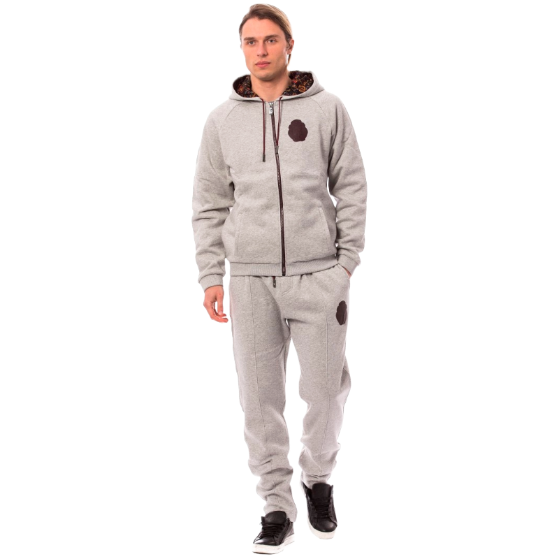 Billionaire Elegant Gray Cotton Sweatsuit Ensemble