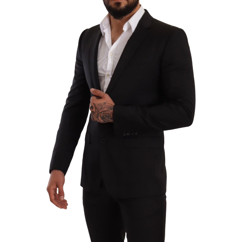 Dolce & Gabbana Charcoal Wool Elegant Slim Fit Suit