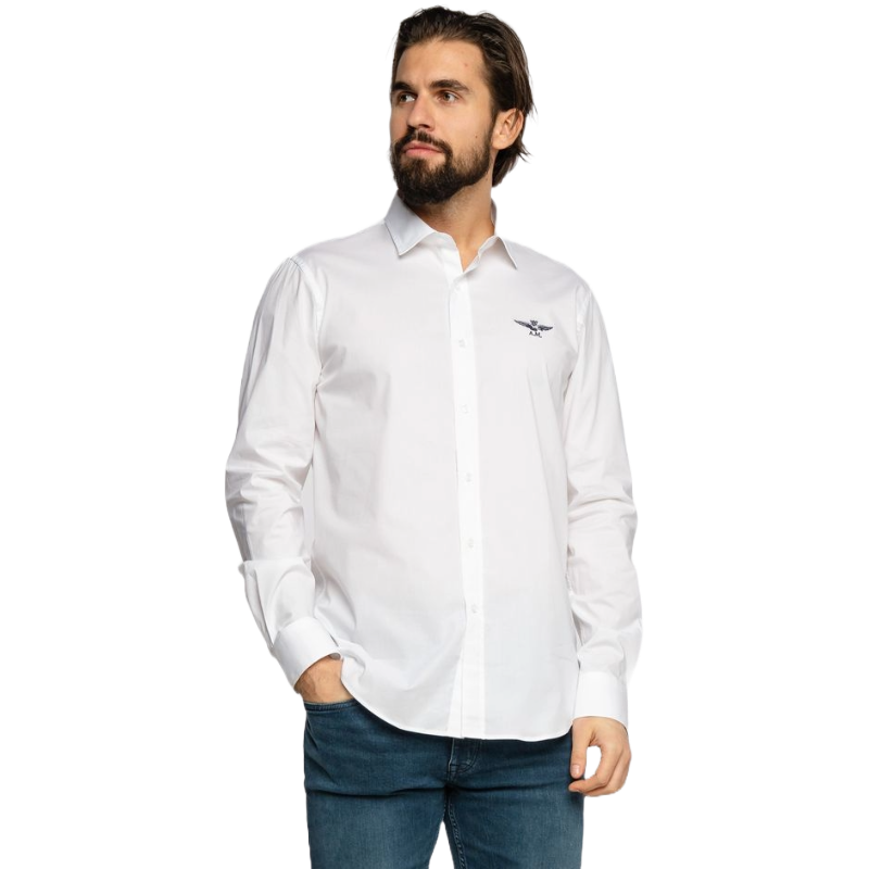 Aeronautica Militare White Cotton Shirt for Timeless Elegance