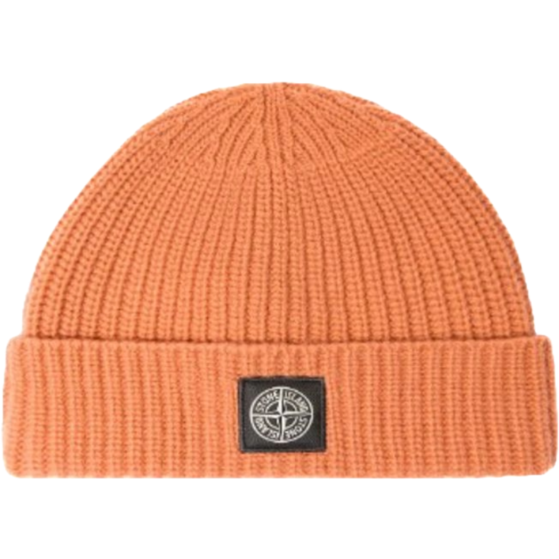 Stone Island Orange Virgin Wool Hat for Elevated Style