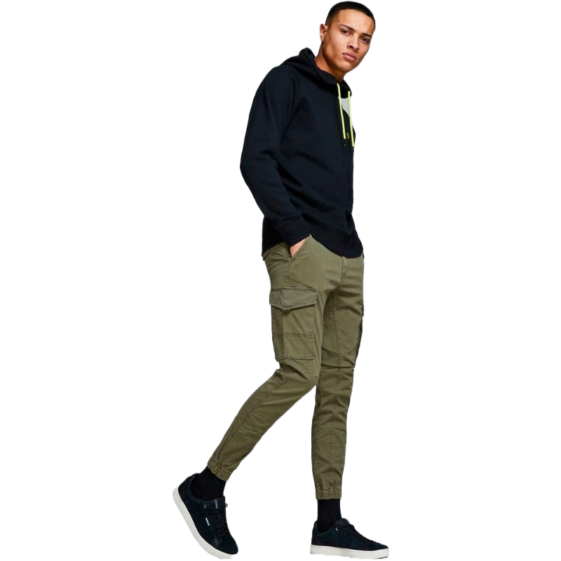 Jack & Jones Green Cotton Cargo Pants for Elevated Style