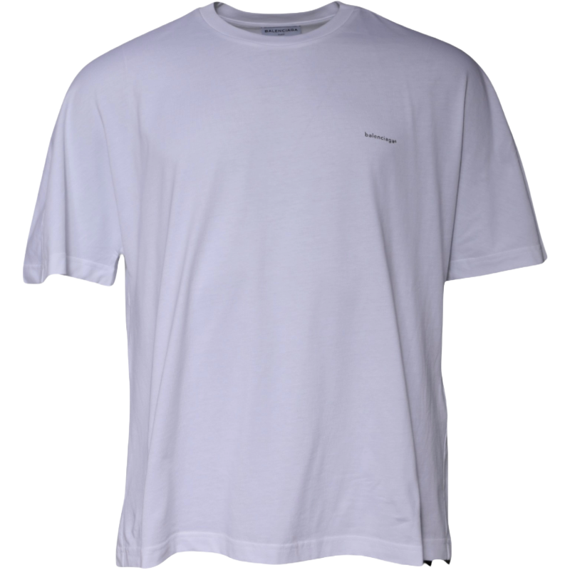 Balenciaga White Cotton Crew Neck T-shirt for Effortless Elegance