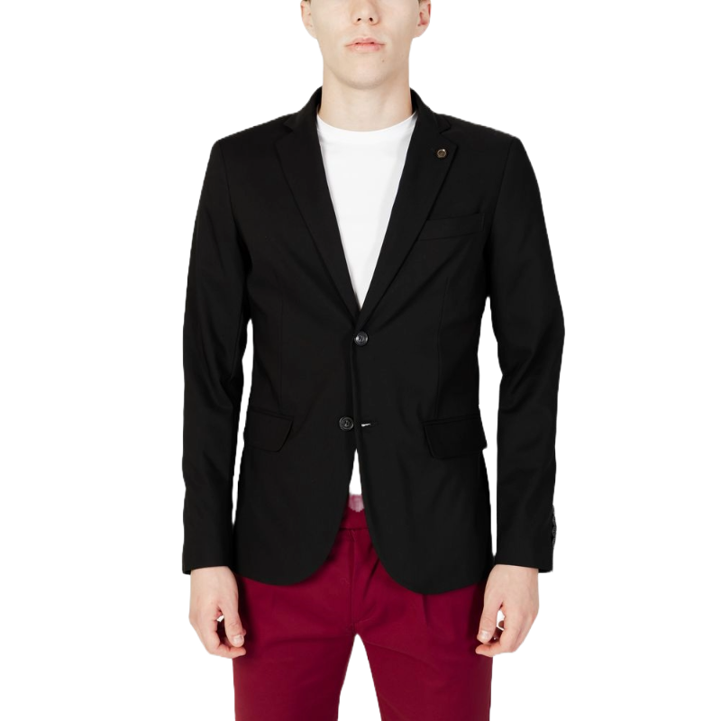 Gianni Lupo Black Cotton Blazer with Tailored Elegance